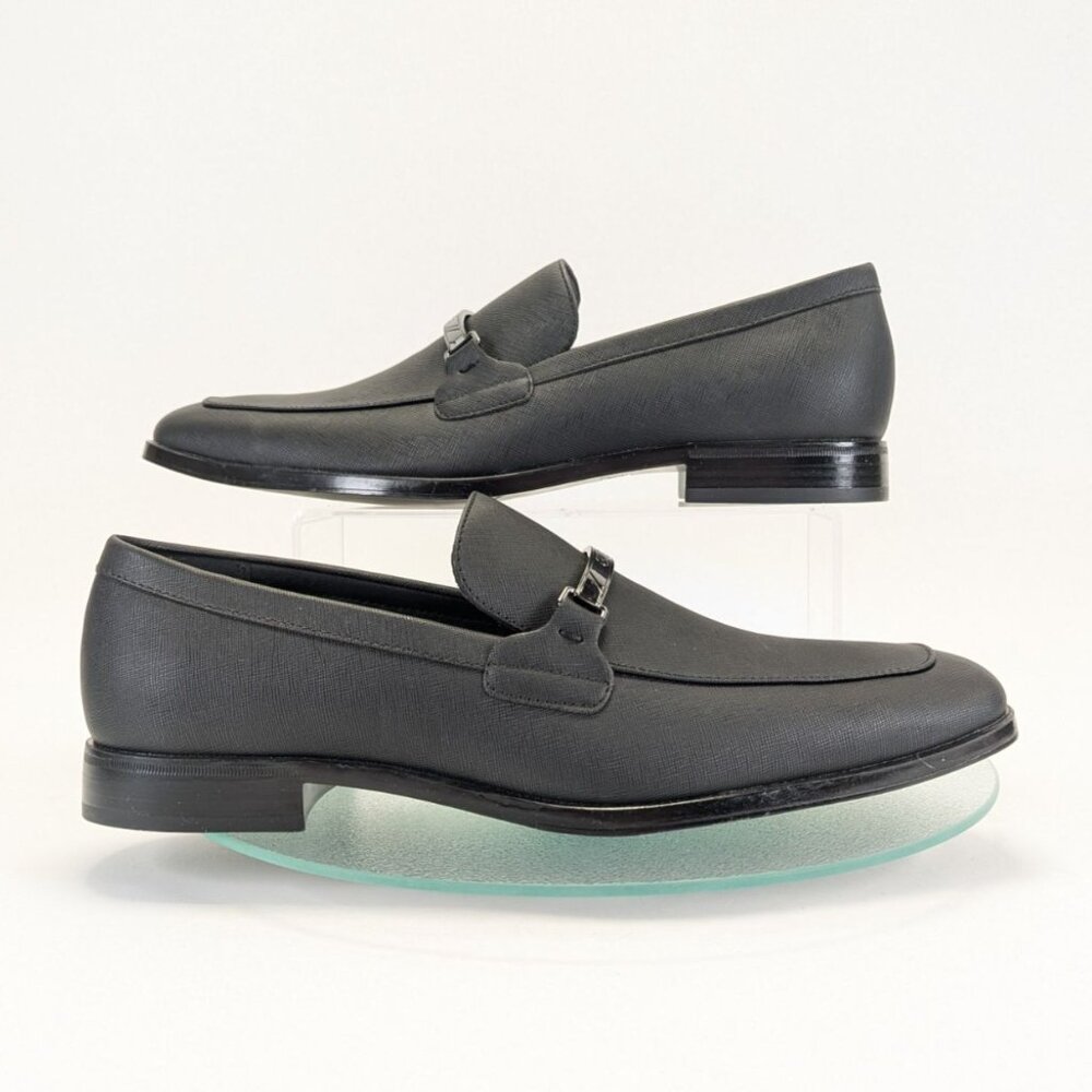 Guess Mens Black Faux Leather Loafers Slip-On Dress Shoes Size 10 12